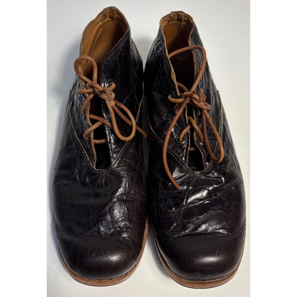 Cydwoq Brown Distressed Leather Lace Up Ankle Boots Women's Size 41.5 Handmade - Picture 2 of 11